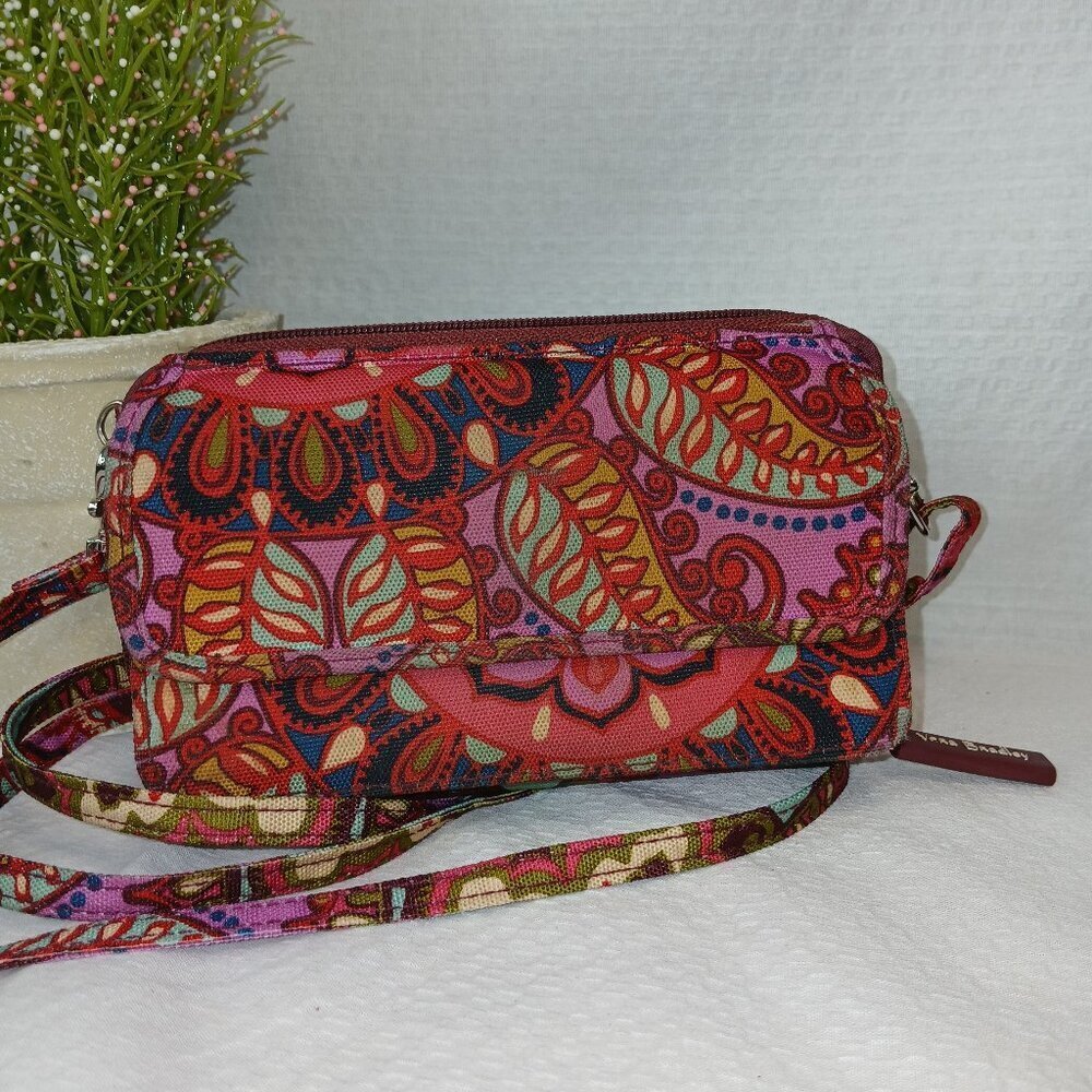 VERA BRADLEY INDIGO POP CROSSBODY WRISTLET CLUTCH